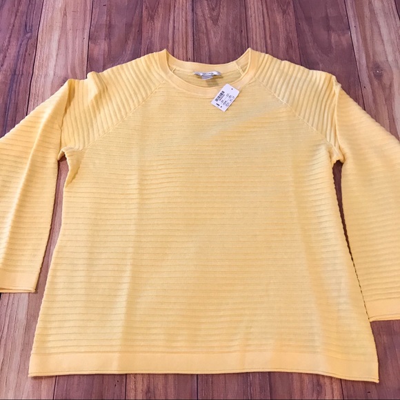 NWT CJ Banks Yellow Ribbed Pullover Sweater Sz X - Picture 6 of 7